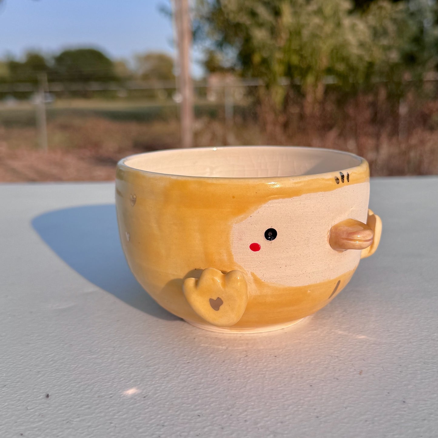 Adorable Duck Bowl with 14k Gold Hearts