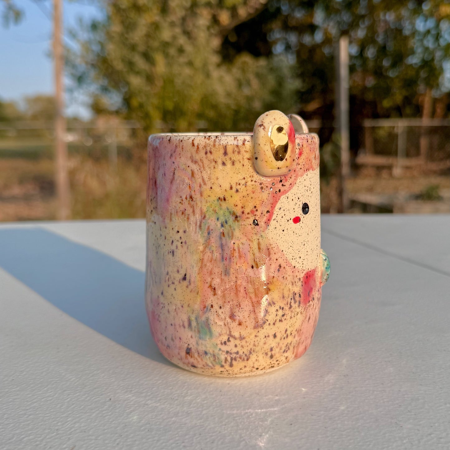 Fancy Bunny Mug with 14k Gold & Pearl Luster