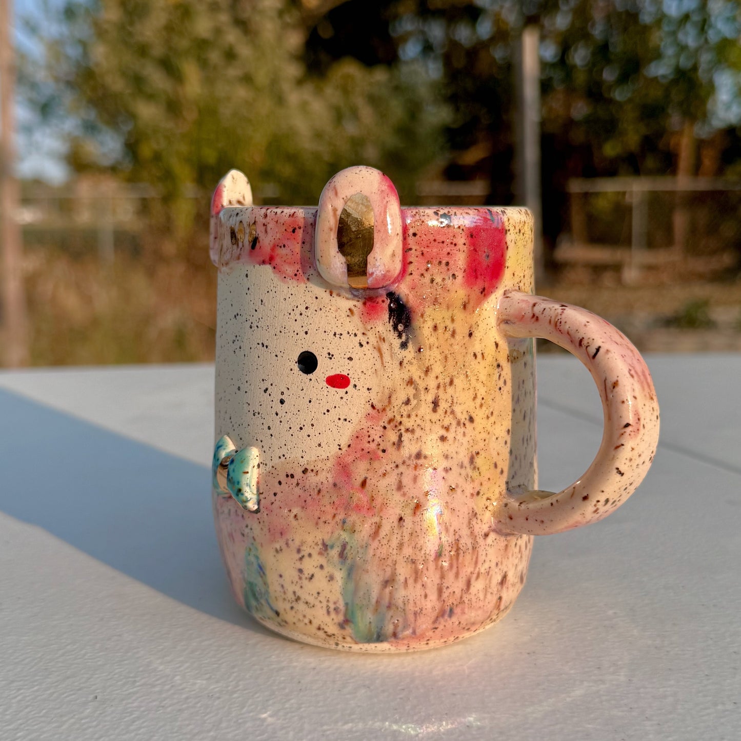 Fancy Bunny Mug with 14k Gold & Pearl Luster