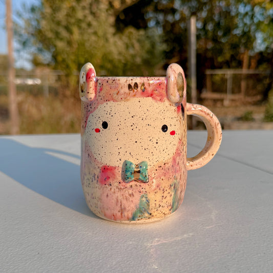 Fancy Bunny Mug with 14k Gold & Pearl Luster