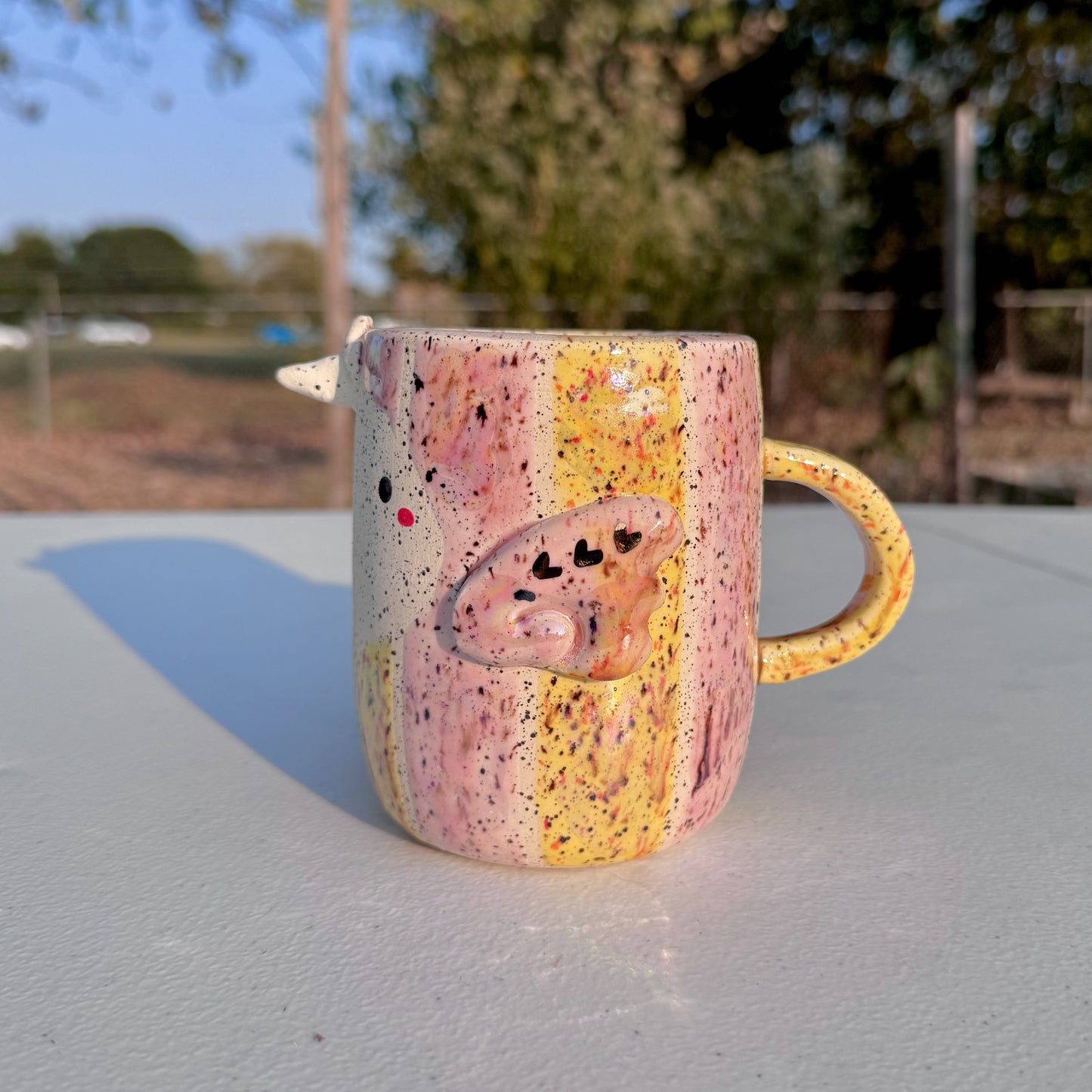 14K Gold & Pearl Luster Unicorn Mug